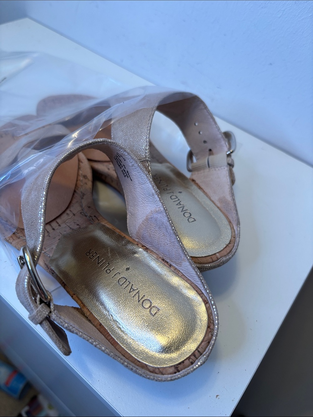 Donald J. Pliner Gold Metallic Wedge Thong Sandals - Picture 10 of 10